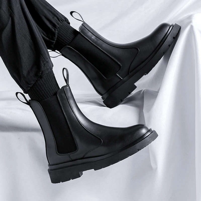 AIYUQI Chelsea Boots Men British 2023 Autumn New Men Ankle Boots High Top Thick Sole Non-slip Marton Boots Men