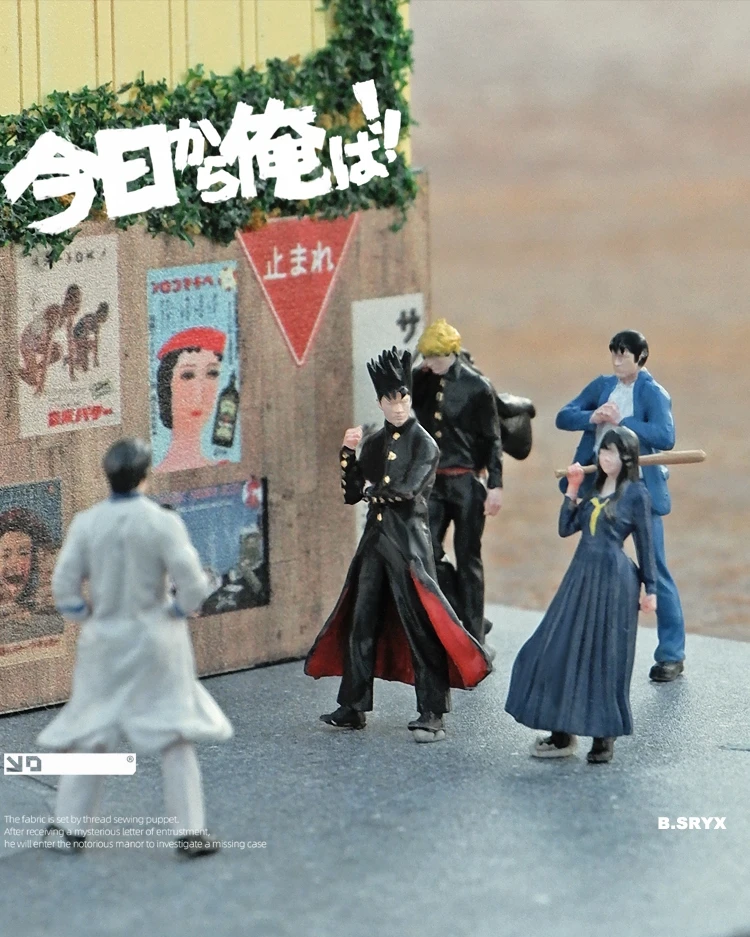 ミニチュアアニメ人形モデル高校の学生、ミニフィギュア、小型スケール