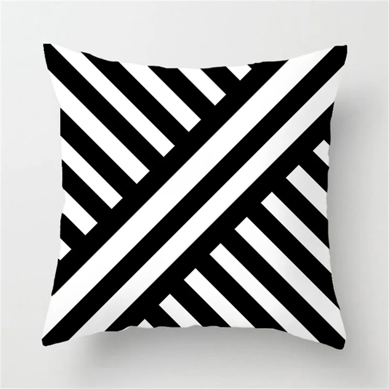 2022 Black White Geometric Creative Print Cushion Cover Sofa Decoration Pillow Cover Comfortable Simple INS Home Decor 45x45CM