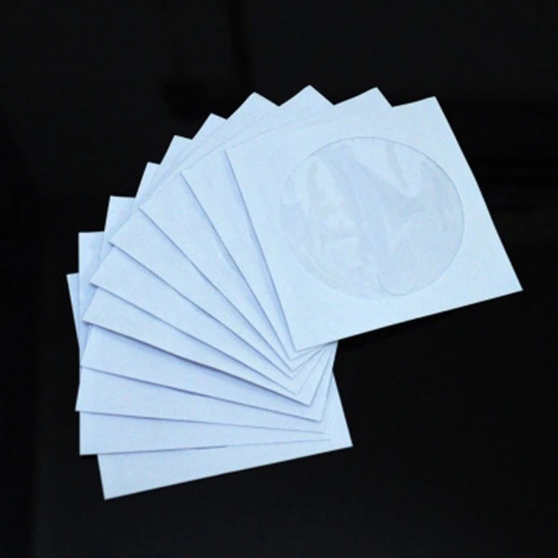 Disc Paper Envelopes with Transparent Flap 100Pcs/Pack 8/12cm Blu-ray DVD Disc Cover Protective Sleeves Storage Case Anti-static record protective sleeves