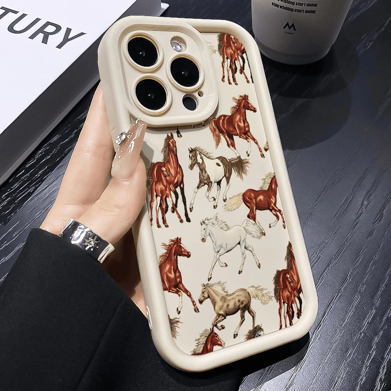 Adorable Horse-Patterned Silicone Shockproof Phone Case - Soft Protective Cover