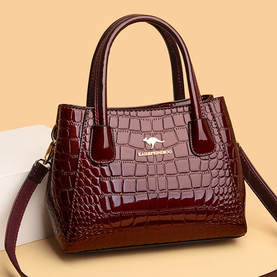 Luxury Patent Leather Women Bags Designer Crocodile Pattern Handbags Purses Ladies Large Shoulder Crossbody 2022 Trend Tote Sac