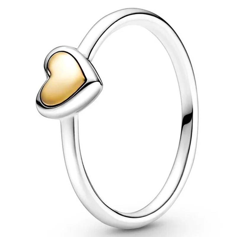 Original Domed Golden Shine Heart Elegance Pearl Timeless Wish Ring For 925 Sterling Silver Ring Women Gift Europe DIY Jewelry