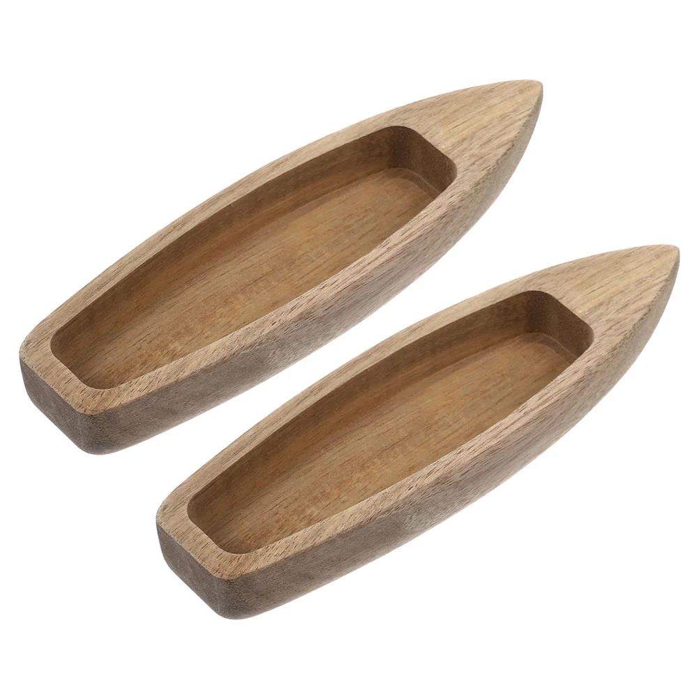 

2 Pcs Wooden Boat Decor Office Bedroom Sculptures Home Nautical Tabletop Cupboard Figurine
