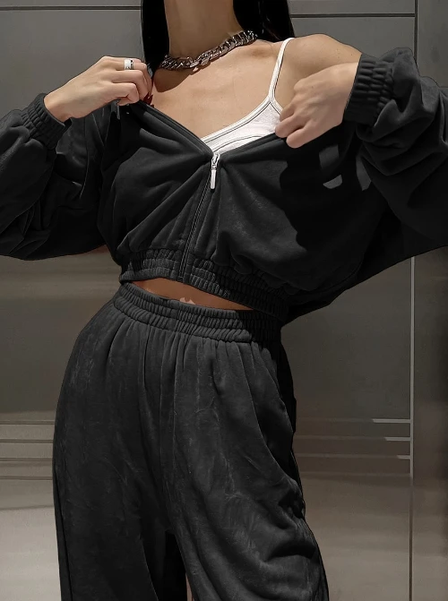 2023 Autumn WinterShort Gold Velvet  Long Sleeve Sweatshirt Coat & Casual Sports Pants Set Fashion Two Piece Set Women Outfit