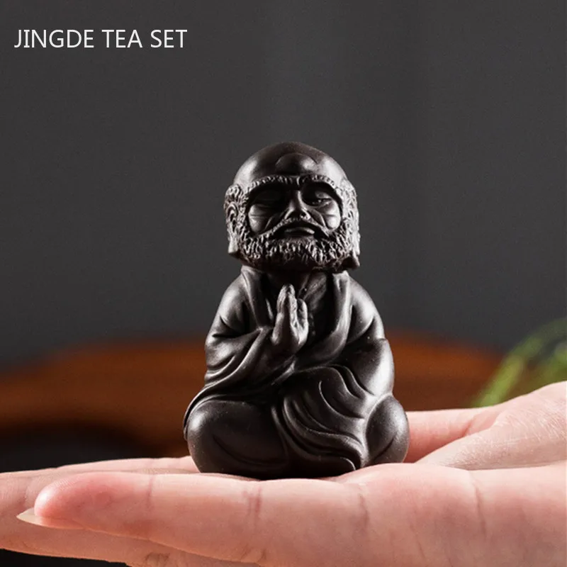 Chinese Purple Clay Tea Pet Handmade Figure Statue Ornaments Sculpture Crafts Home Tea Set Decoration Accessories Gifts tea pet ornaments
