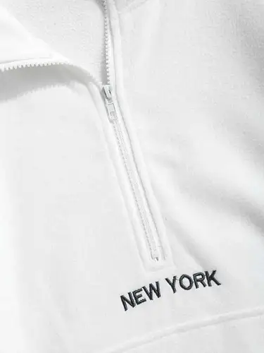 ZAFUL-남성용 후드티, 푹신한 폴라 플리스 스웨터, 뉴욕 자수 터틀넥 후드, 풀오버, 컬러 블록, 지퍼 스웨트 4