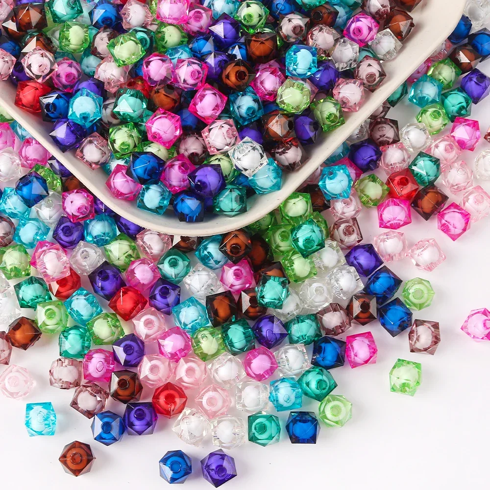 Square Acrylic Faceted beads spacer loose Beads Jewellery beaded DIY Accessories Beads supplier 50pcs 8/10mm