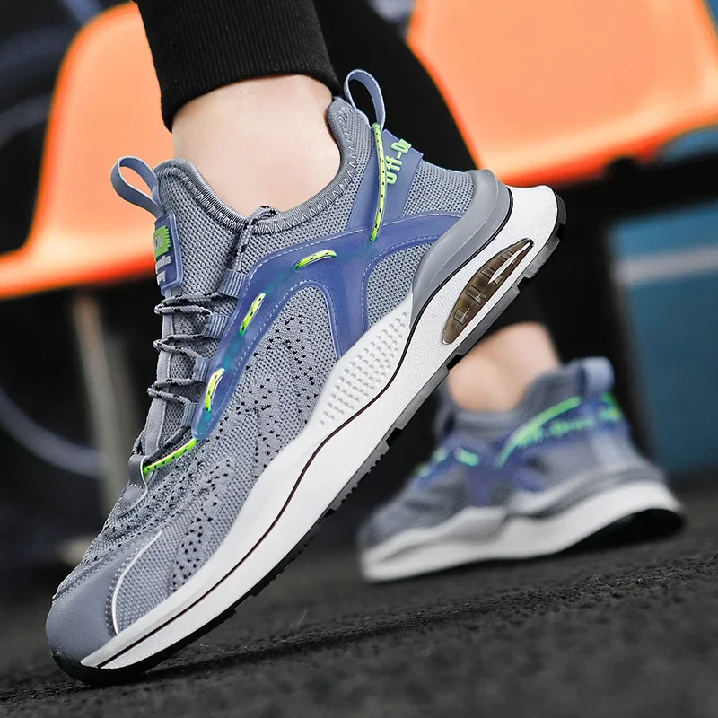 2023 New Shoes for Men Cross-tied Men's Vulcanize Shoes Hot Sale Round Head Fashion Color Matching Breathable Mesh Sneakers