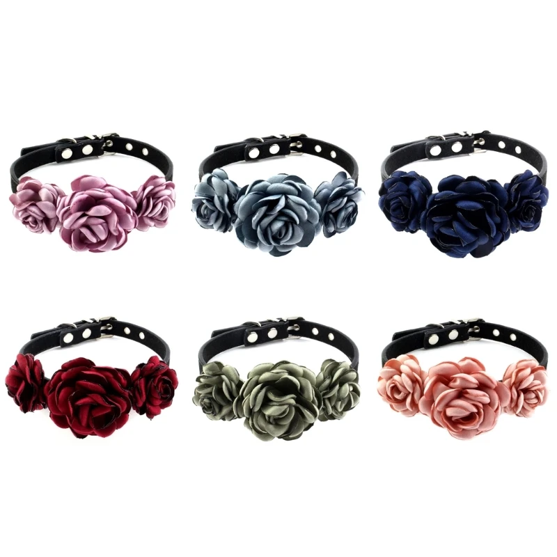 

Dog Collar with Flower Floral Necklaces with Metal D-Ring for Small Dogs New Dropship