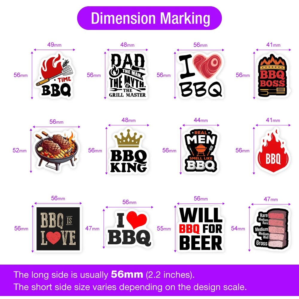 Barbecue BBQ Smokey Kebab Stickers Food DIY Gift Toys Decal for Scrapbook Phone Decorative Luggage Bottles Luggage Waterproof decorative stickers,diy scrapbooking accessories