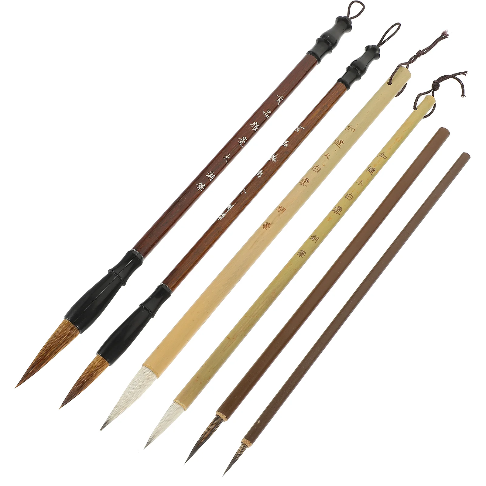 

6 Pcs Traditional Ink Pens Calligraphy Writing Brush Chinese Painting Brushes Wood Japanese Supplies