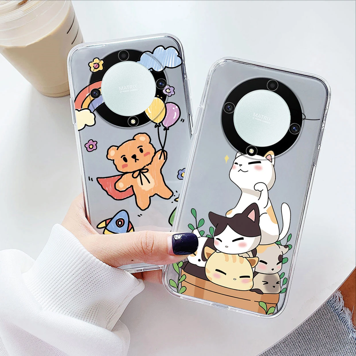 Cute Cat Transparent Shockproof TPU Bumper Case - Soft Protective Cover