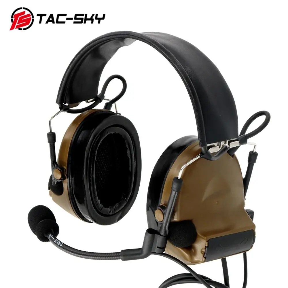 TS TAC-SKY Tactical Headset COMTAC II Silicone Earmuffs Outdoor Hhunting Sports Noise Reduction Tactical Airsoft Headset