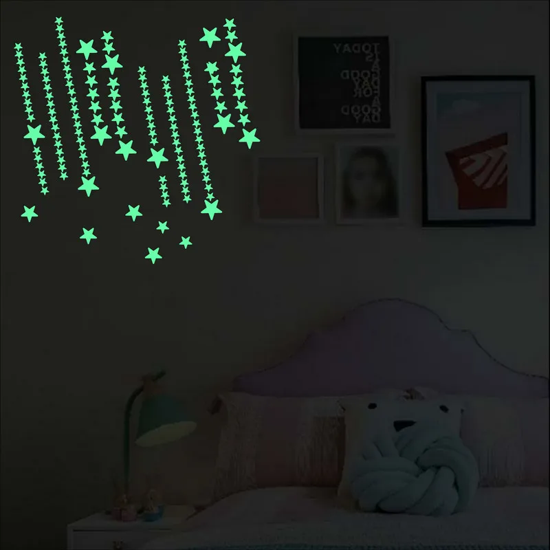 Vibrant Glowing Star Stickers for Kids' Rooms - Ceiling & Wall Decor