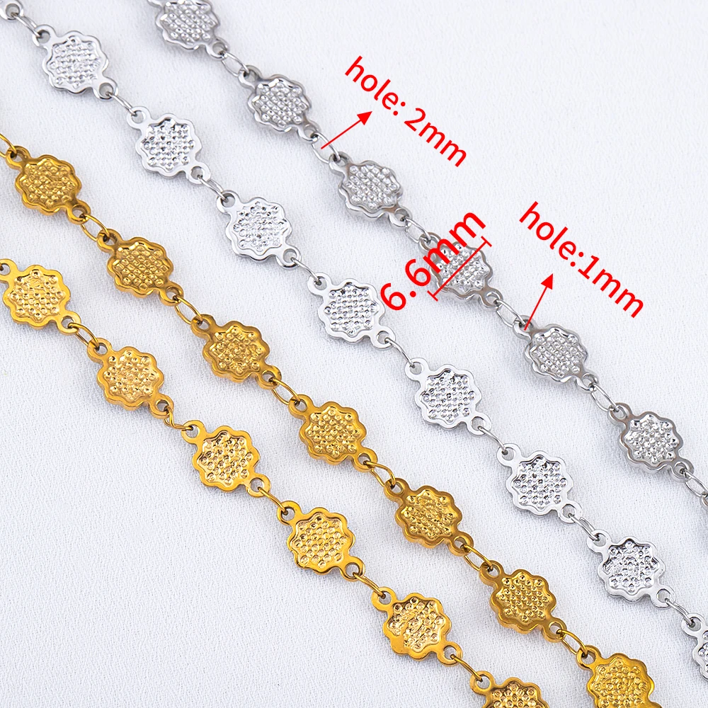 1 Meter gestreifte Blume Edelstahl Gliederkette Kabel Panzerkörperketten für Halskette Armband Schmuckzubehör DIY Multi Styles – Detail 3