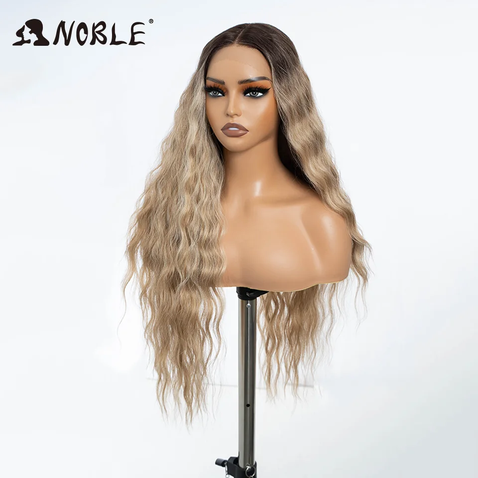 Noble Synthetic Lace Front Wig Long Wavy Side Part Body Wavy Lace Front Wig For Women Lace Front Wig Ombre Blonde Cosplay Wig