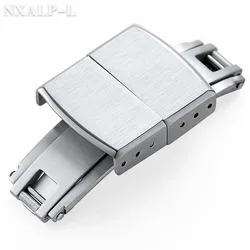 Stainless Steel Adjustable Butterfly Watch Clasp - Double Click Folding Design - 16mm (Silver)