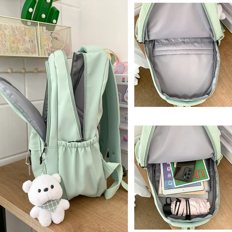 Gatto Nero Rosa Zaino Studente Lettera Borsa per libri Ragazza Borsa da scuola per laptop Borsa da viaggio per adolescenti Zaino Borsa per computer universitario unisex - immagine 5