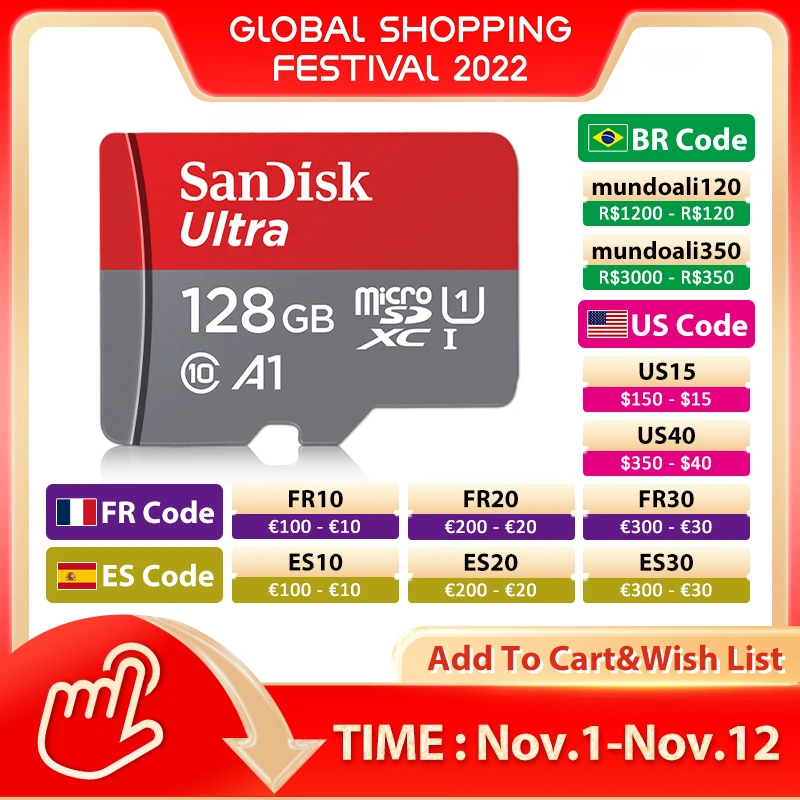 100 Original Sandisk Micro Sd Card Class 10 Tf Card 16gb 32gb 64gb
