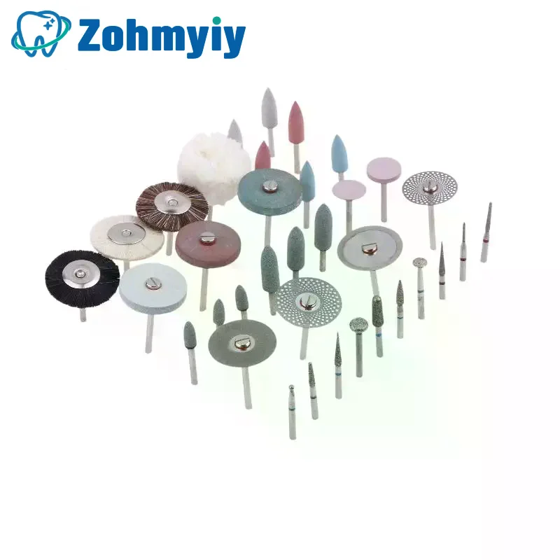 35개 그라인딩 및 연마 세트, HP 샹크 직경 2.35mm 다이아몬드 버 브러시 연마 실험실 도구