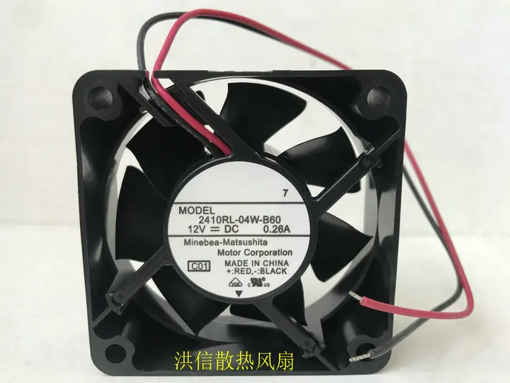 

Бесплатная доставка Новый NMB 6025 2410RL-04W-B60 DC12V 0.26A 2-проводной двухшариковый Вентилятор охлаждения
