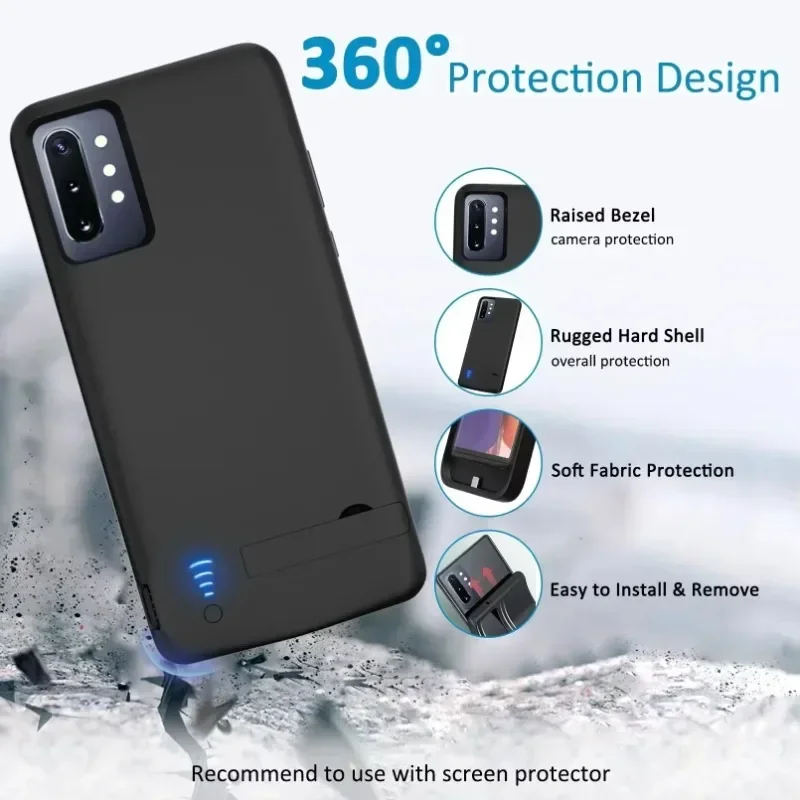 삼성 갤럭시 S8 S9 S10 S20 S21 S22 S24 플러스/울트라 노트 8 9 10 노트20용 10000mAh 배터리 충전 케이스 파워 케이스 보조배터리