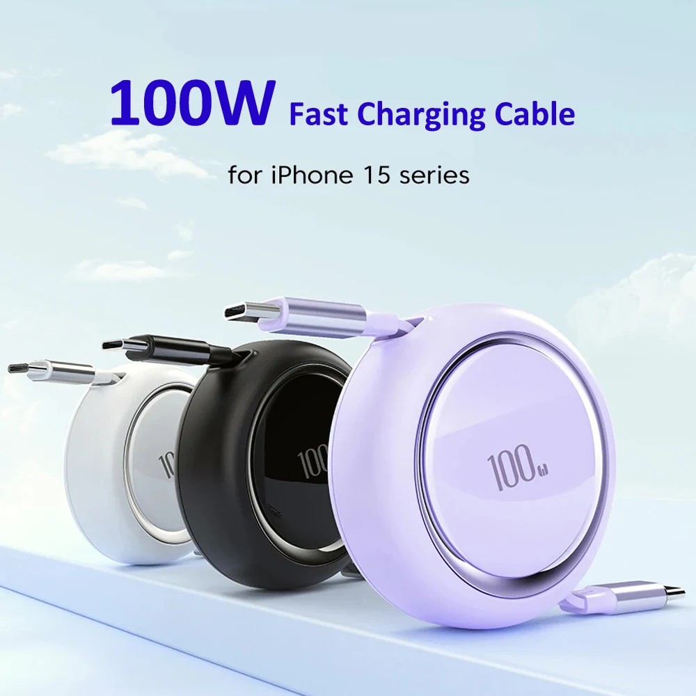Cavo Di Chaging Rapido Usb Tipo C Da 100W Per Cavo Dati Retrattile Portatile Serie Iphone 15 Per Xiaomi 14 Redmi 13 Oneplus 12 Poco X6