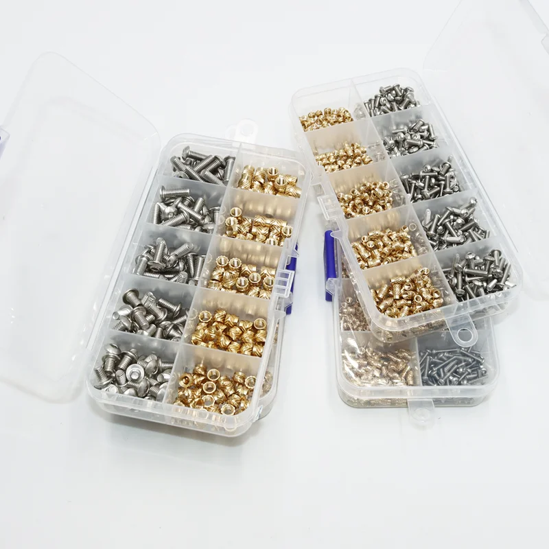 Screw Bolt Nut Set with Brass Heat Set Insert and Stainless Steel Hex Socket Screw