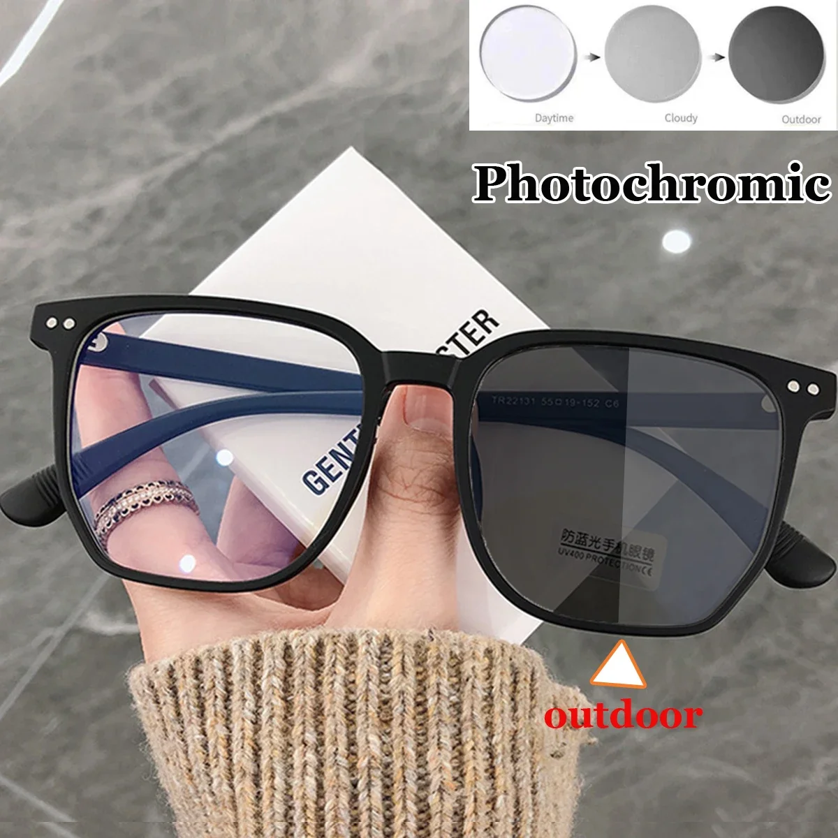 

Finished Color Changing Myopia Glasses Anti Blue Light Photochromic Near Sight Eyeglasses Optical Minus Eyewear Diopter To -6.0