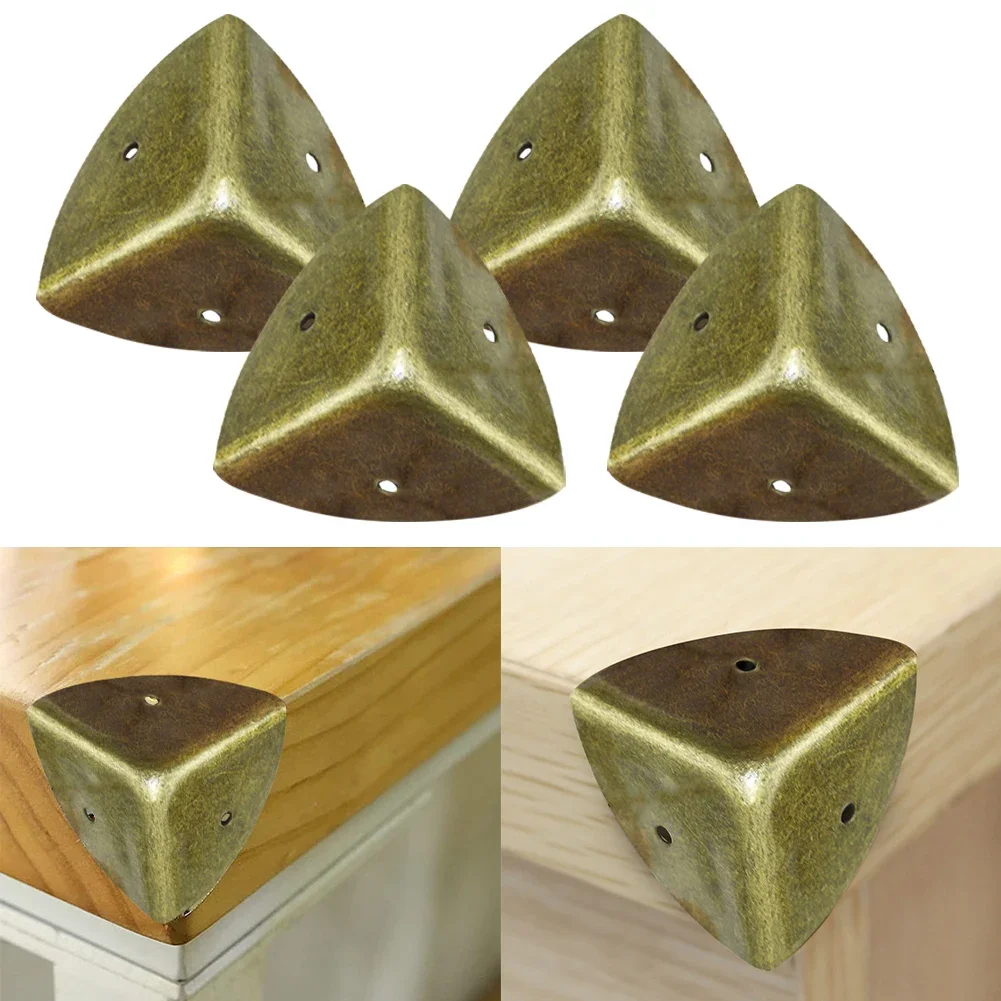 4pcs Metal Corner Angle Brace Protector Vintage Jewelry Box Trunk Decorative Corner Protectors Wooden Case Edge Protector