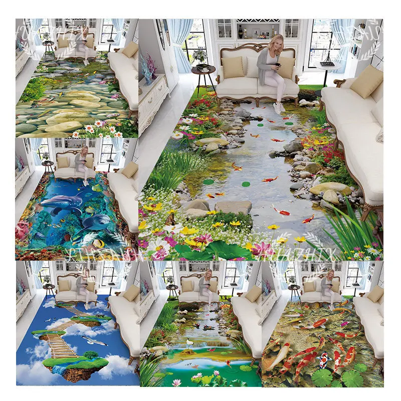 

3D Carpet Flannel Floor Mat Simulation Landscape Pattern Living Room Sofa Bedroom Bedside Rugs Art Home Decoration Non-slip