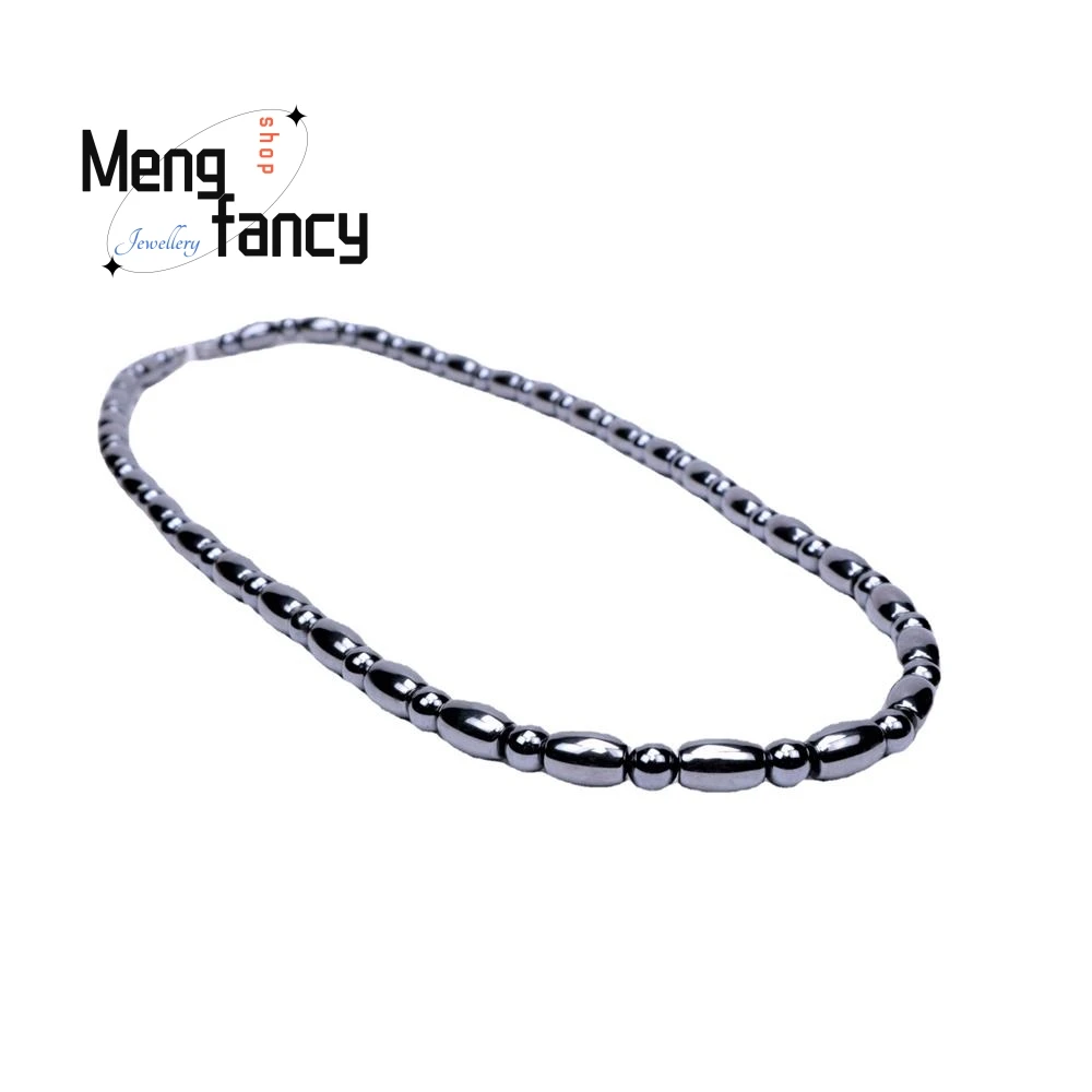 Natural Energy Stone Terahertz Necklace Fashion With Diy Accessories Rice Bead Simple Exquisite High-grade Luxury Holiday Gift