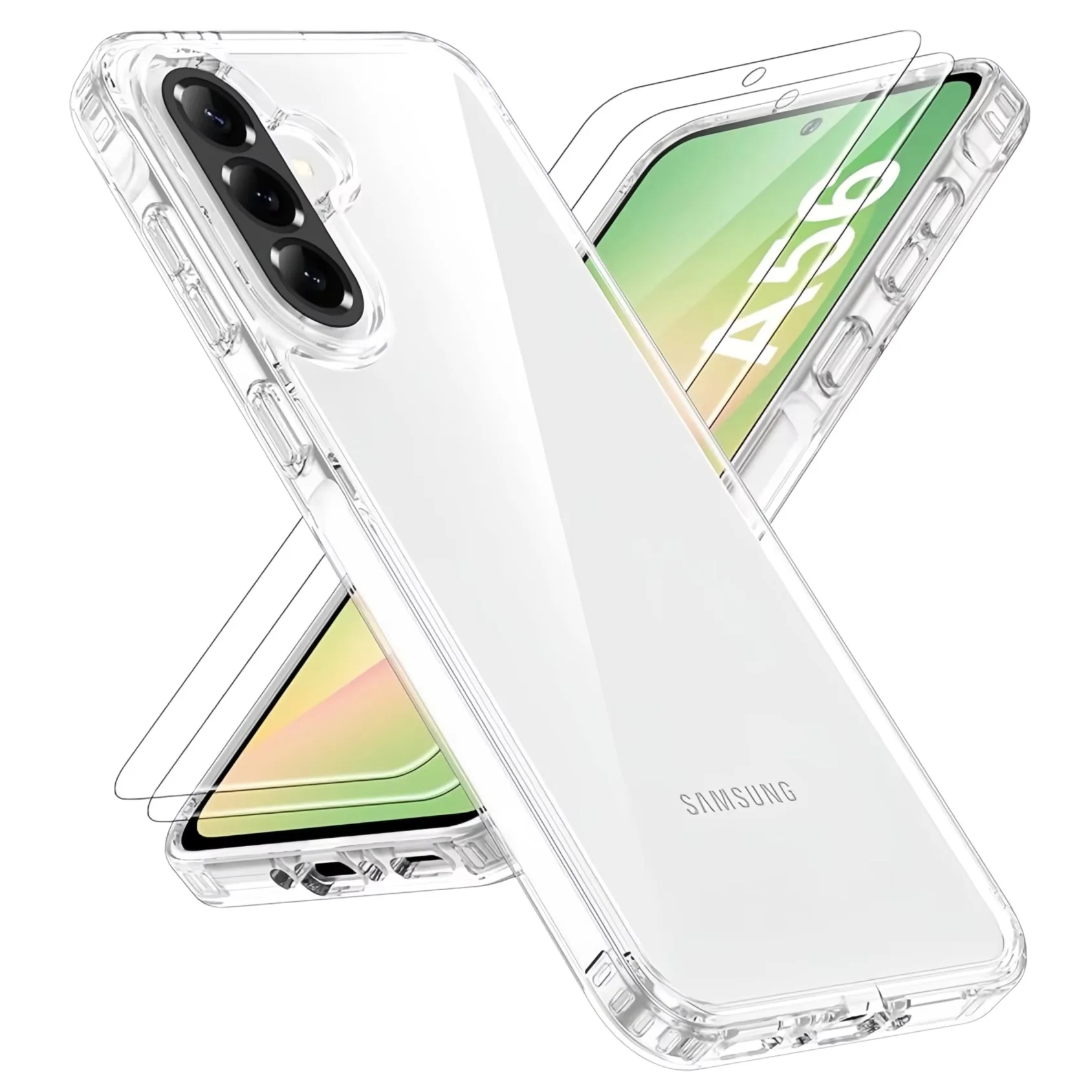 Transparent TPU Shockproof Protection Phone Case with Screen Protector - Clear