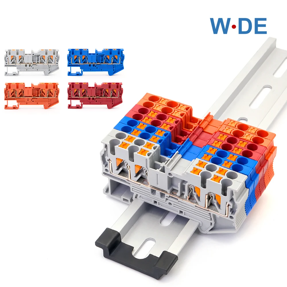 10Pcs Terminal Block PT2.5-QUATTRO 4 Conductors Din Rail Electrical Wire Spring Connection Push In Conductors Wire Connector din rail terminal block,wire connectors