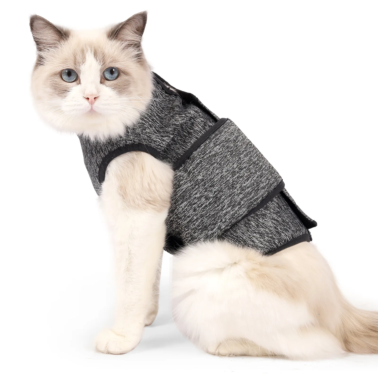 

Grey Cat Anxiety Jacket Thunder Stress Anti Anxiety Pet Emotional Comfort Clothes Cat Safety Vest Cat Costume Thunder Shirt Cat