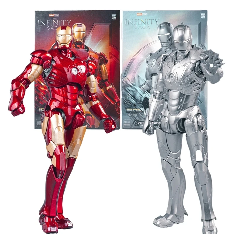 Fondjoy Toys Genuine Marvel Comics Avengers Marvel Unlimited Saga 1/12 Iron Man Mk3 Mk2 Iron Man In Silver Puzzle Action Figure