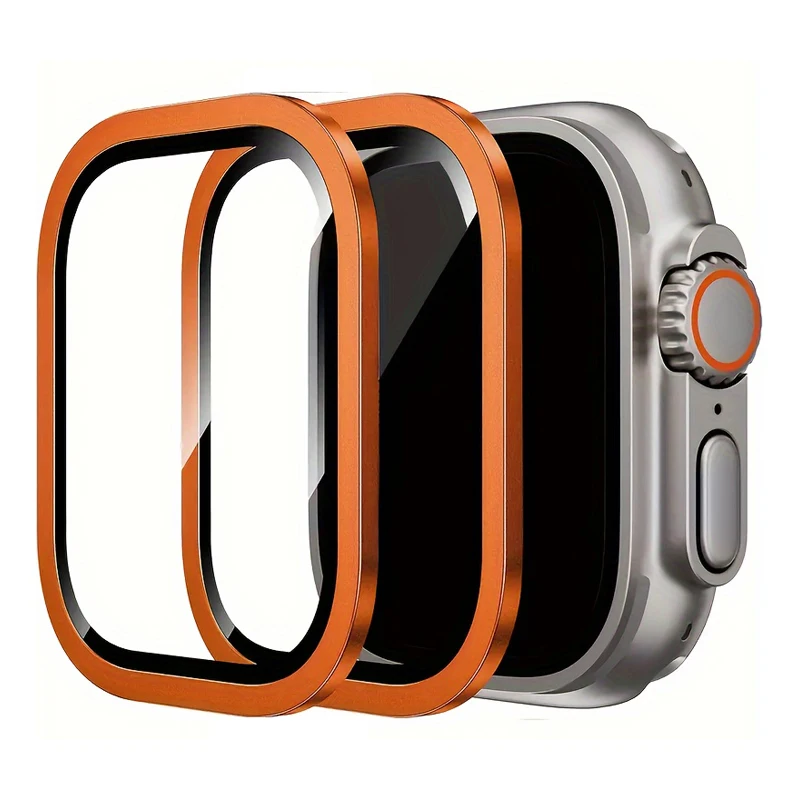 Premium Aluminium Alloy Case with Tempered Glass Screen Protector for Apple Watch Ultra - 2-Pack, Anti-Scratch Protection