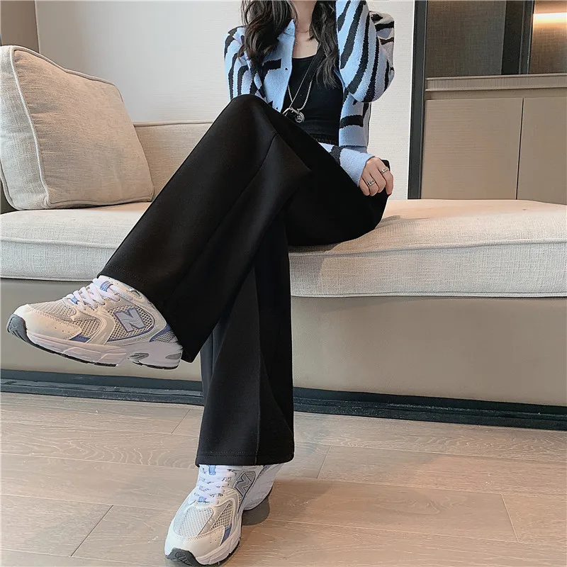 CGC 2022 Harajuku Solid Pants Women 2022 Spring Autumn Straight Sweatpants Casual Cotton Breathable Wide Leg Women Sports Pants cigarette pants