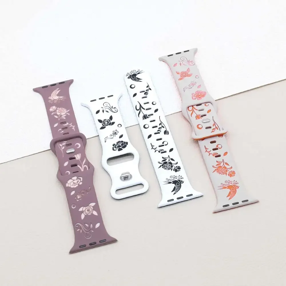 Swallow Engraved Silicone Apple Watch Band Bracelet