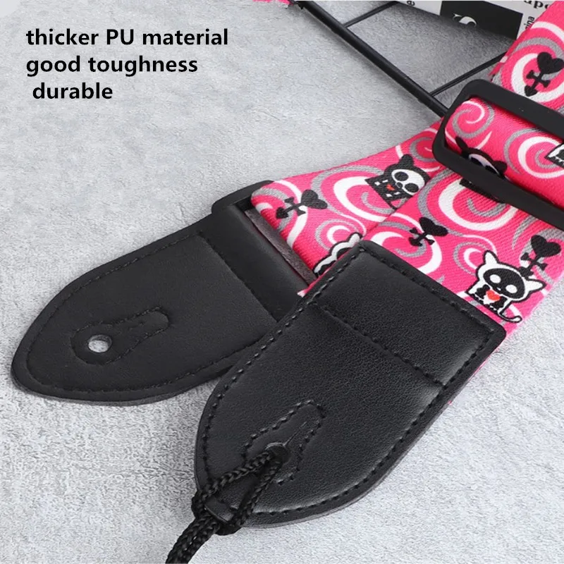 Artistic Print Adjustable Leather Guitar Strap