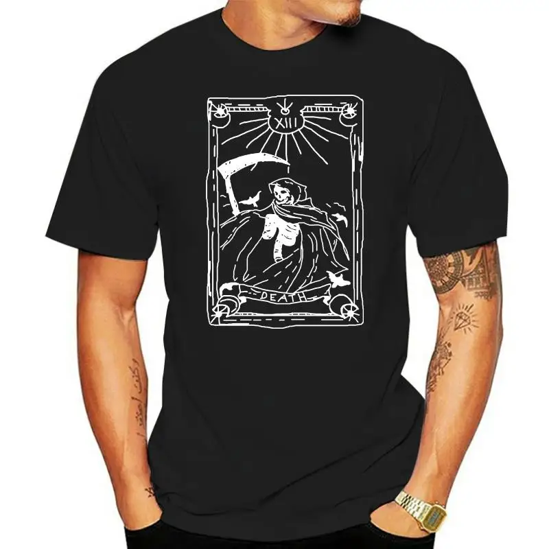 Darkside Death Tarot Occulto Satanic Reaper Skeleton Mens T Shirt Black Navy