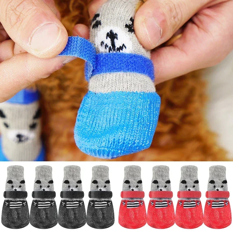 Dog Socks‘ Warm Knit Socks for Cats and Dogs Waterproof Cat Shoes Scratch-proof Foot Covers Anti Scald Feet Pet Socks Teddy