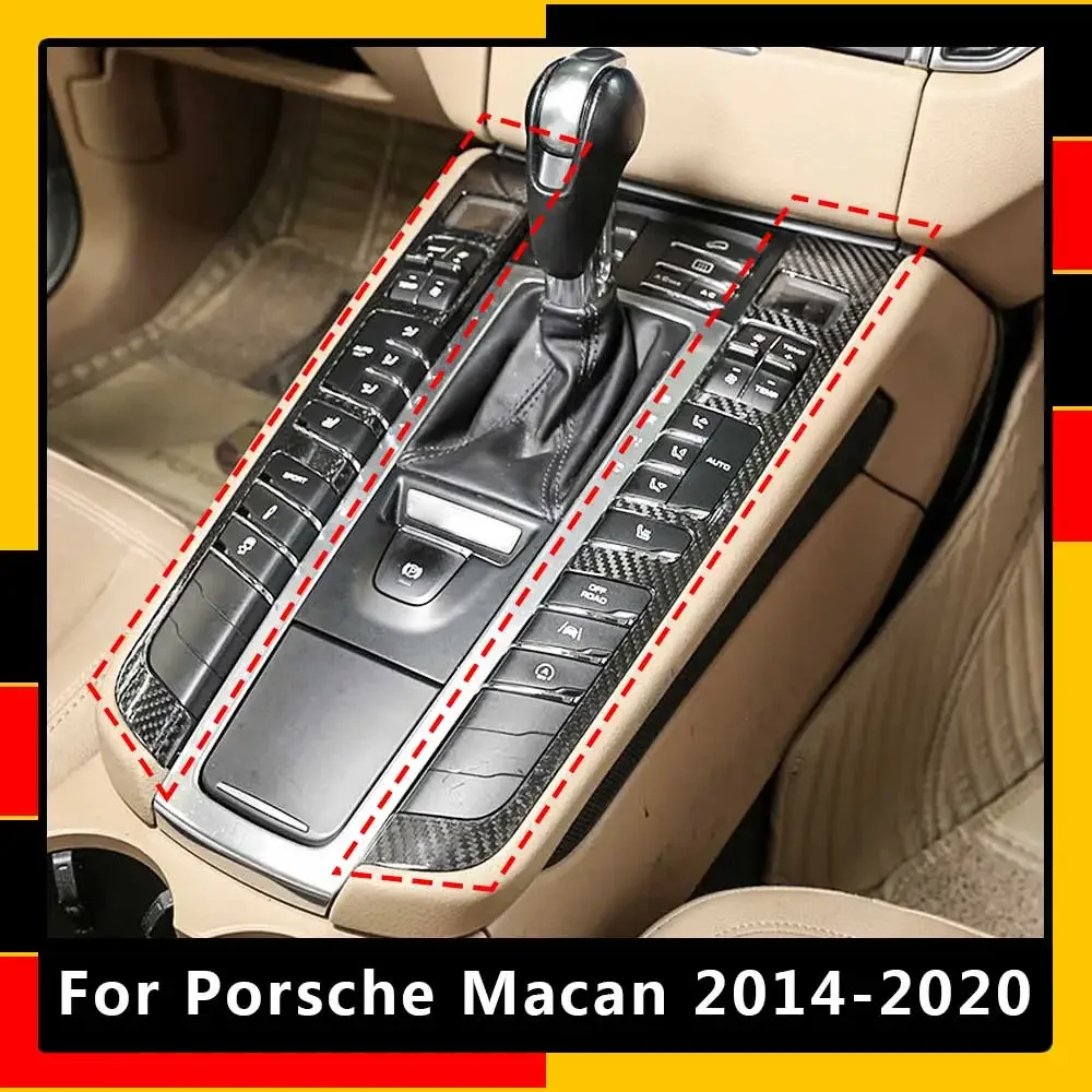 

For Porsche Macan 2014-2020 Carbon Fiber Car Central Control Function Buttons Frame Decoration Sticker Trim Interior Accessories