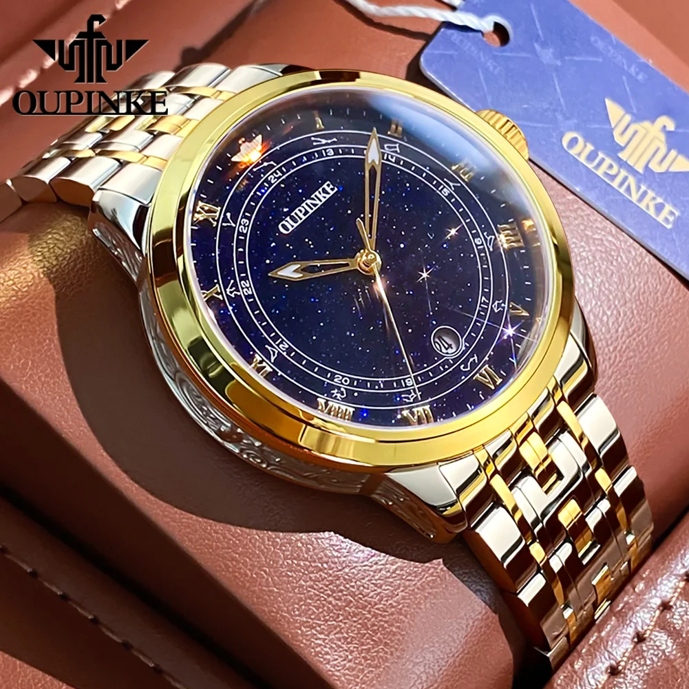 

OUPINKE Original Automatic Watch for Men Luxury Fashion Waterproof Luminous Clock Sapphire Crystal Diamond Mens Mechanical Watch
