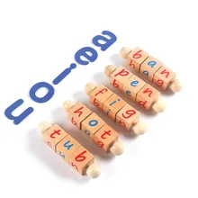 

Montessori Language Materials Wooden Spining Phonetic Reading Blocks Educational Preschool Montessori Toys For 2 Years L2764H