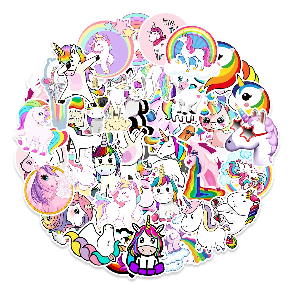 10/30/50PCS Rainbow Horse Cute Cartoon Personality Creative Graffiti Sticker  Suitcase Computer  Skateboard Waterproof Wholesale