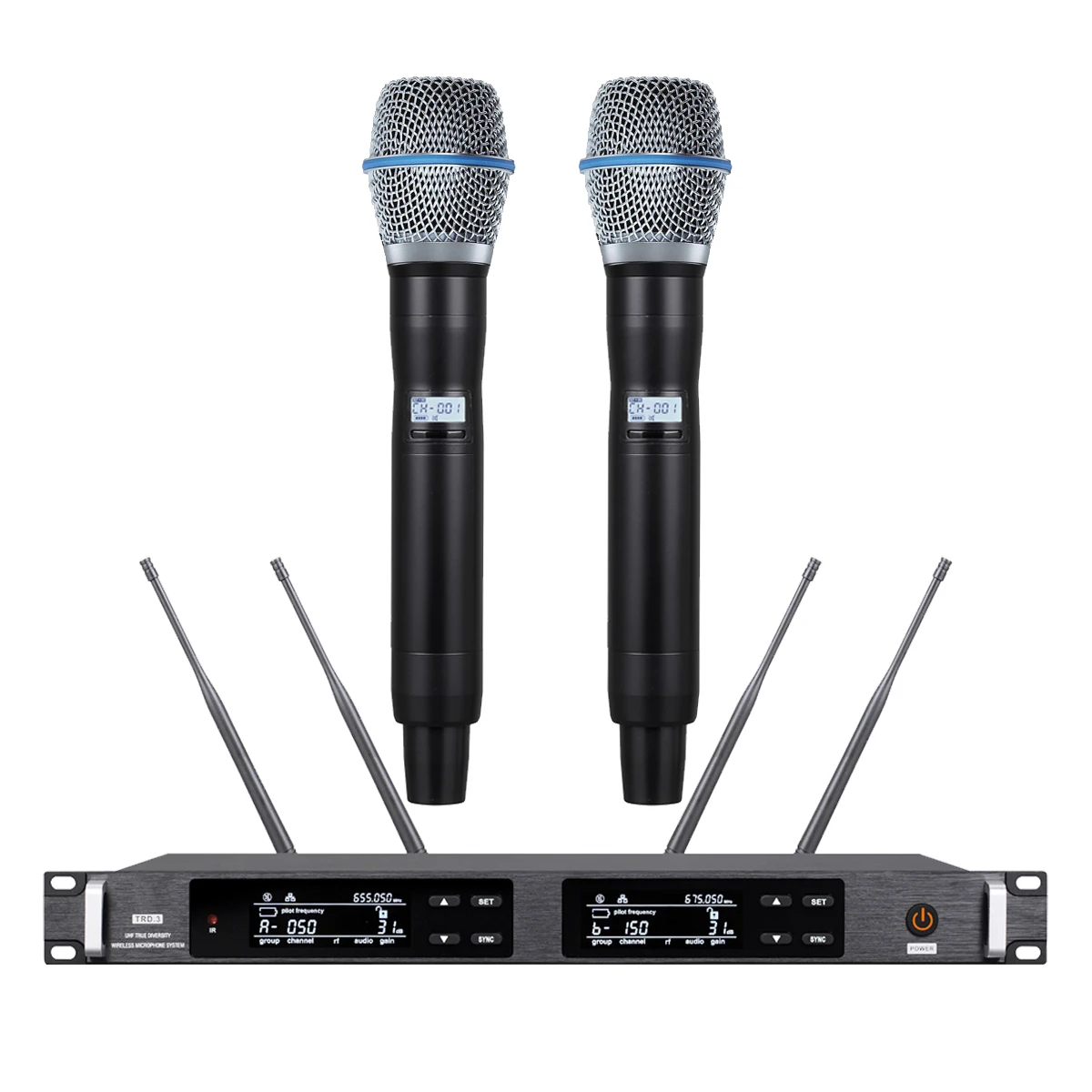 

Professional ULXD4 Receiver with Beta87 Condenser Capsule Handheld Wireless Microphone System 2 Channel Stage Sing Voice Karaoke