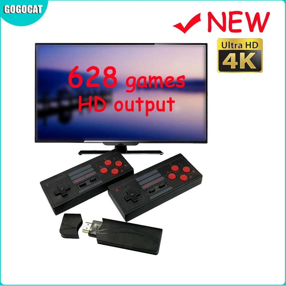 USB Беспроводная портативная ТВ Видео игровая консоль встроенный 628 Классическая