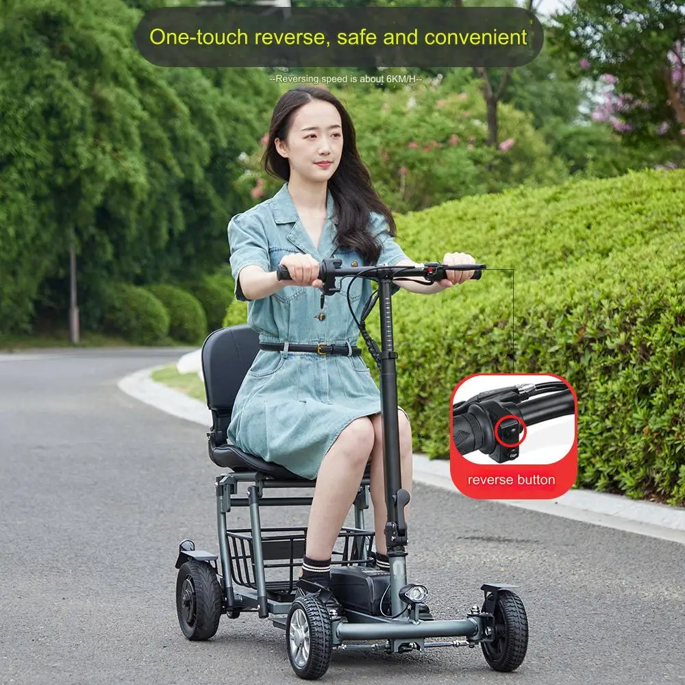 New 4 wheel electric scooter for disabled people travel folding scooter Aluminum alloy small folding four wheel electric vehicle